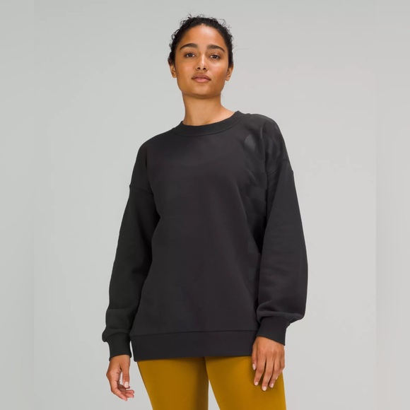 Lululemon Perfectly Oversized Crew *Logo Black Crewneck Sweater - Picture 3 of 6